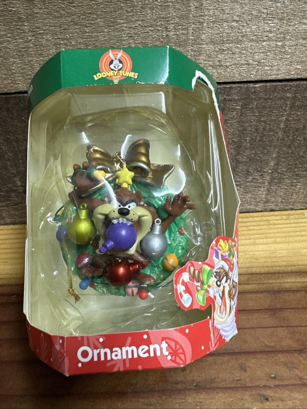 Vintage Looney Tunes Taz Tasmanian Devil Christmas Wreath Ornament In Box